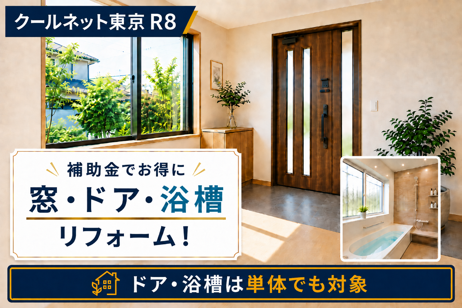 玄関ドアだけ、浴槽だけでも対象に!東京都の“省エネ改修促進事業”